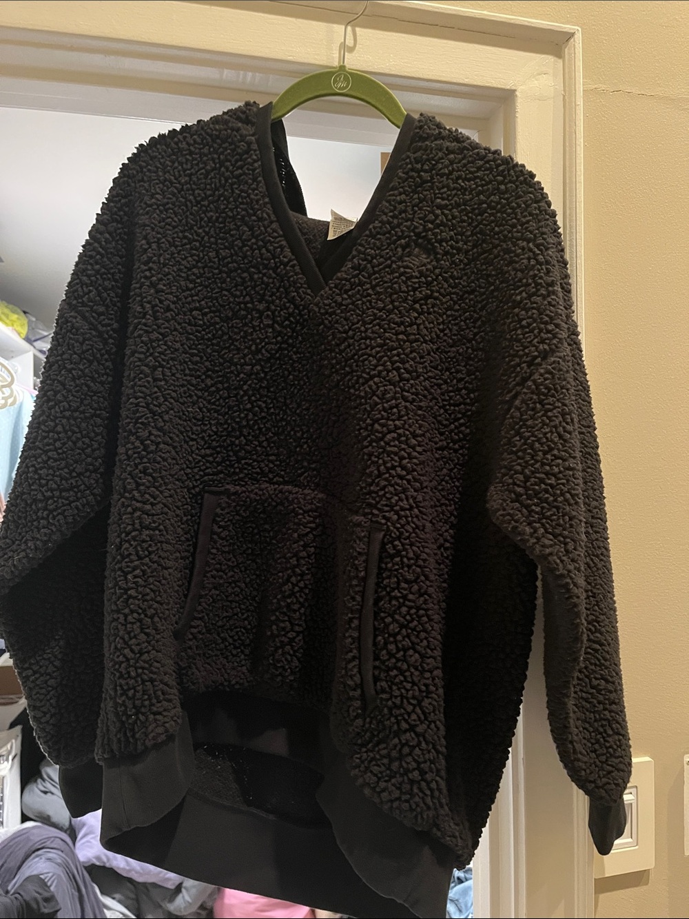 VS PINK Cozy Black Sherpa Pullover Hoodie